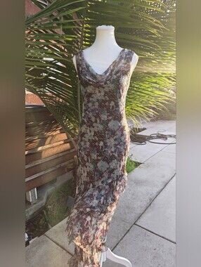 Anis Floral Cowl-Neck Maxi Dress in Mauve, Sage & Cream